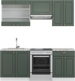 Vicco Fame-Line Unité de cuisine complète – 200 cm sans plan de travail Vert-Or Campagne/Blanc
