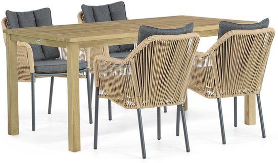 De Laan Projects Tuinset 4 personen 160 cm Aluminium/Rope Taupe