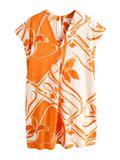 Next Dames Kaftan mini-jurk van een linnenmix met korte mouwen en V-hals - Oranje
