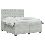vidaXL Boxspringbed met matras Lichtgrijs 140 x 200 cm Fluweel