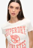 Superdry Varsity Flocked Fitted T-shirt Met Korte Mouwen Wit L Vrouw