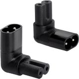 C7 naar C8 haakse adapterstekker - Set van 2 - Eurostekker 90 graden hoek voor IEC C8 naar C7 verlenging - Printer