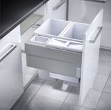 Hailo Euro Cargo 600 Hotte encastrable 90 litres pour façade coulissante 4 seaux intérieurs 2 x 38 + 12 + 2,5 litres - gris clair