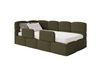 Lit ado 90x200, gauche, avec matelas et barrière, en bouclette olive
