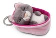 Sleutelhanger Sleeping Pets Sleutelhanger Kat grijs 8cm mand roze