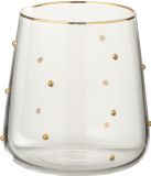J-Line drinkglas Stippen - glas - transparant/goud
