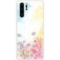 P30 Pro Watercolor flowers bedrukt siliconen hoesje