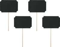 PartyDeco naamkaartjes/plaatskaartjes beschrijfbaar - Bruiloft - zwart - 4x stuks - 11 x 8 cm