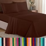 Elegant Comfort Rimpelbestendig gezelligste beddengoed set, rondom elastisch hoeslaken, diepe zak tot 16 inch, microvezel, chocoladebruin, koningin