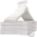 edihome, houten kleerhanger, 20 set, hanger van massief hout, antislip broekstang, inkepingen in het schoudergedeelte, 360° draaibare haak, voor pakken, overhemden (Wit, 20 eenheden)