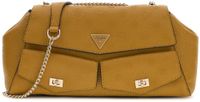 GUESS Blake Convertible Crossbody Flap Topaz Logo mosterdgeel schoudertas