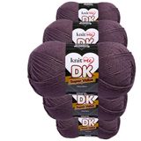 Knit Me DK Dubbel breigaren, hypoallergeen, acryl, 5 x 100 g (diepe pruim)