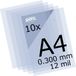 QBIX Feuilles plastique Mylar - 10 pièces Format A4 Plastique transparent - épaisseur 0,3 mm ou 300 microns - Film 12 Mil parfait pour pochoirs