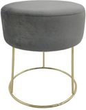 Ibenzoa® Stijlvolle Ronde Fluwelen Kruk met Gouden Metalen Poten voor Diverse Ruimtes