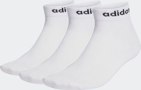 adidas Sportswear Think Linear Enkelsokken 3 Paar - Unisex - Wit - Maat 43-45