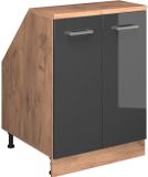 Vicco Rion Kast voor schuine wand – 60 x 81.6 cm met 2 deuren, kastromp 60 cm diepte Antraciet Hoogglans
