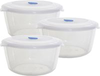 Whitefurze Boîte de conservation - 3x - micro-ondes/congélateur - transparent - plastique - 3,08 L