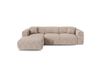 Canapé convertible angle gauche 5 places en velours gaufré beige