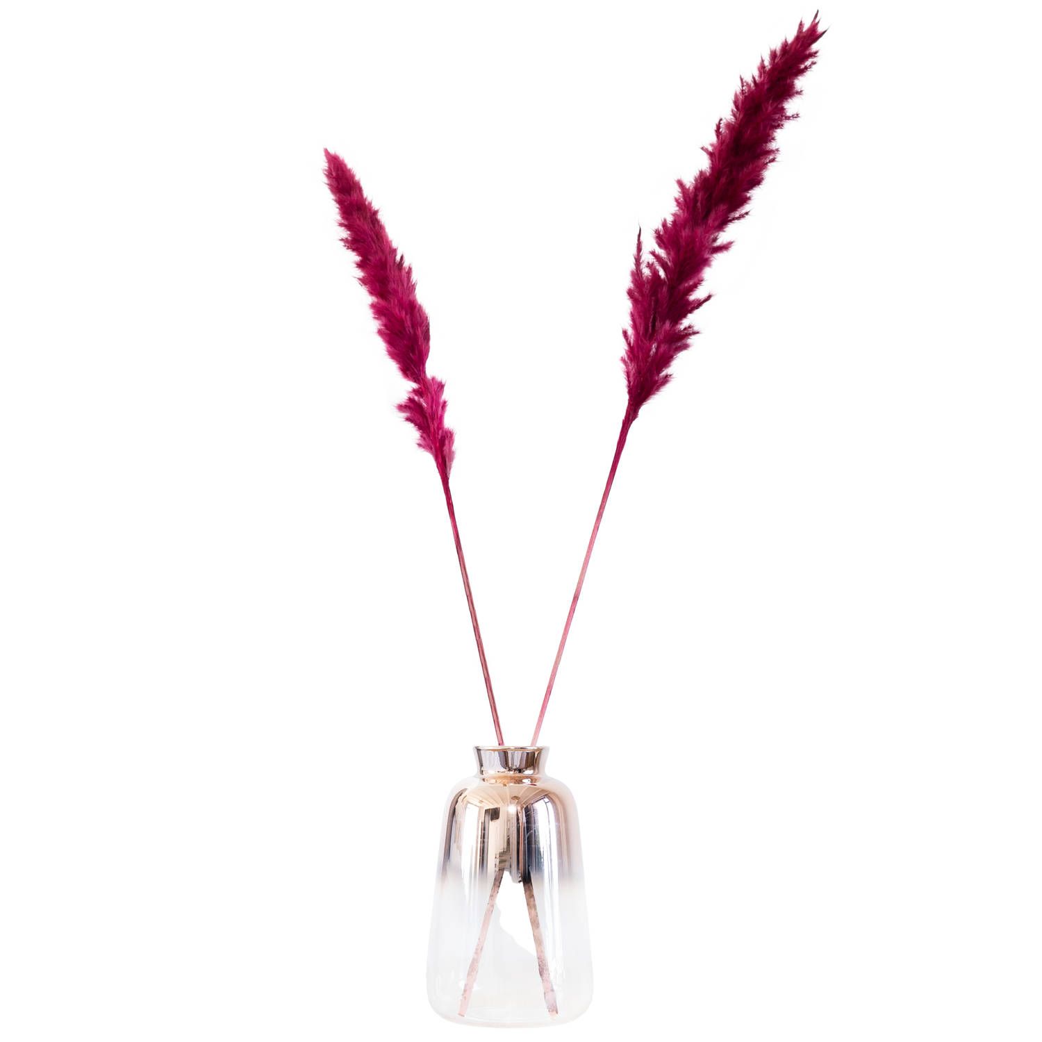 QUVIO Glas Vaas Zalmroze Transparant 13cm