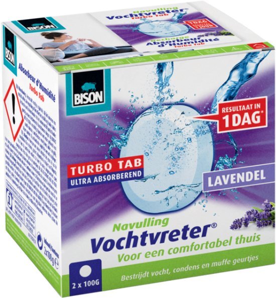 Bison VochtvreterÂ® Ambiance Turbo Tab navulling 2 x 100 g met lavendelgeur