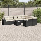 Maison Exclusive - Ensemble de jardin pour le jardin, composé de 10 pièces avec coussins, en polyrotin noir