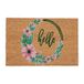 Relaxdays Kokosmat met opschrift "Hello" - 60 x 40 cm - Bloemenkrans - Binnen en buiten - Antislip kokosmat - Veelkleurig