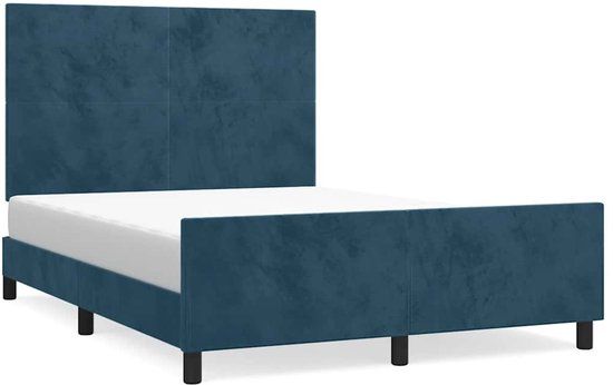 vidaXL Bedframe 140x200 cm Donkerblauw Fluweel