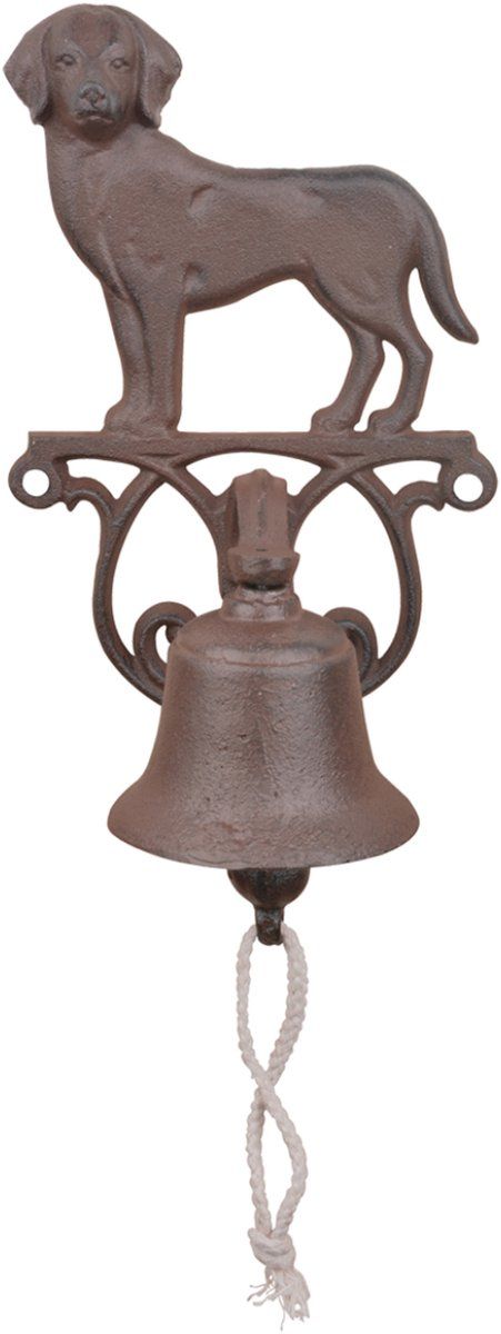 Esschert Design Deurbel hond van gietijzer en katoenen koord, 14,3 x 13,2 x 24,9 cm
