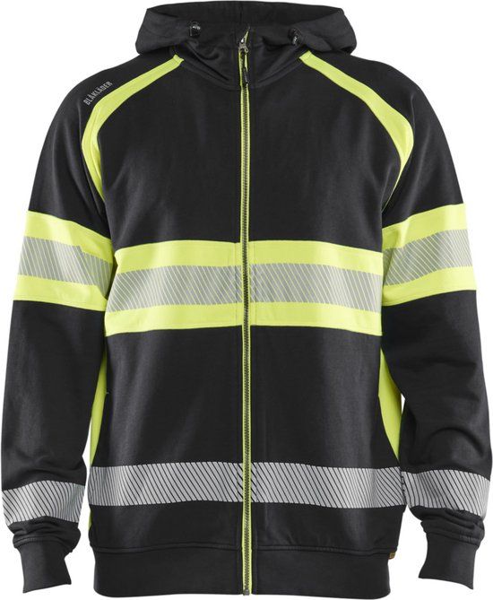 Blåkläder 3552-1158 High vis Hooded sweatshirt - Zwart/High Vis Geel - XL