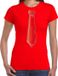 Bellatio Decorations Verkleed t-shirt voor dames - stropdas rood - rood - carnaval - foute party L