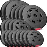 Hop-Sport Halterschijven Set 60 kg – Ø 30 mm – Kunststof – Set 2x10 kg 4x5 kg 4x2,5 kg 8x1,25 kg – Voor krachttraining