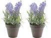 Bellatio Plante artificielle - 2x pièces - lavande - violet - 17 cm - en pot - lavandula