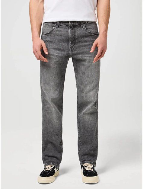 Wrangler Frontier Jeans Heren Straight Fit Katoen Stretch Donkergrijs W30 x L32