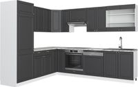 Vicco Hoekkeuken Fame-Line, Antraciet-goud/Wit, 287 x 227 cm, WB Marmer