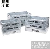 Urban Living "LOFT & METAL" – Set van 3 Decoratieve Metalen Kisten – Kleur Grijs – Verschillende Maten