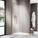 FortiFura Galeria Inloopdouche - 100x200cm - Afgeronde Glaswand - Links - Ribbel Glas - Wandarm - Geborsteld Koper