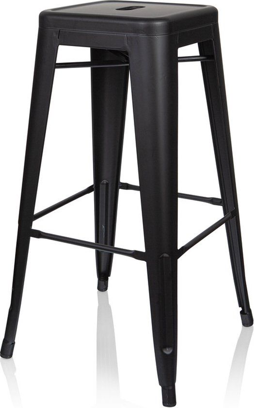 hjh OFFICE Barkruk - Vantaggio High - Mat zwart - Metaal - 77 cm - Zwart