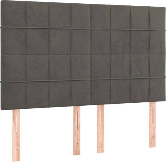 vidaXL Hoofdbord donkergrijs fluweel 144x5x118/128 cm