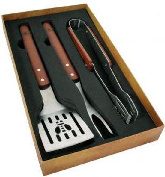 Laguiole Barbecueset Deluxe - 3-delig - Zilver/Bruin