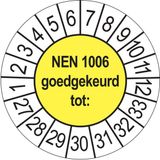 Keuringsstickers Ricard Keuringsstickers NEN 1006 2027 | 50 stuks, Ø 35 mm | Geel