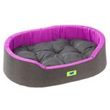 Ferplast Dandy Indoor Hondenkennel - Afneembaar, Wasbaar Kussen, Katoenen Hoes met Zachte Vulling, Bed voor Middelgrote Honden, 80 x 55 xh 18 cm, Paars