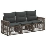 vidaXL Tuinbank Set 3 st Grijs en Donkergrijs poly rattan