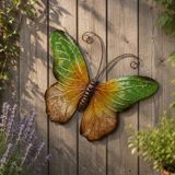 Anna's Collection Wanddecoratie vlinder - groen - 44 x 32 cm - metaal