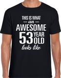 Bellatio Decorations Awesome 53 years - geweldig 53 jaar cadeau t-shirt - zwart - voor heren - Verjaardag cadeau - korte mouwen L