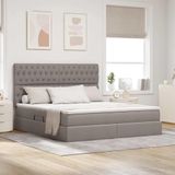 Maison Exclusive - lit de rangement LED avec matelas, couleur taupe, 160 x 200 cm, avec revêtement en tissu
