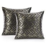 AmeliaHome 2 kussenslopen 45x45 cm decoratieve kussenhoezen ritssluiting geometrisch glamour Velvet Navia antraciet goud