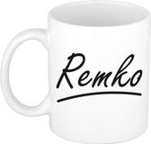 Bellatio Decorations Remko Naam koffiemok - beker - met sierlijke letters - wit
