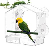 OEM BeiJingLiangPinJiaZuoKeJiWenHuaFaZhanYouXianGongSi Vogelvoederhuisje Raam - Transparant Acryl met Zuignappen - Voor Wilde Vogels - 20.5x21.5cm