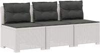 vidaXL 3-Zits Tuinbank met Kussens Rattan Look PP Wit