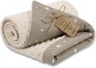 ASE Spolka Akcyjna Couverture pour bébé Couverture câline Couverture toutes saisons 100x75 cm minky – polaire double face coton chaud doux duveteux enfants nouveau-né – couffin poussette réversible tout-petit Oeko-Tex Beige avec Étoiles Blanches